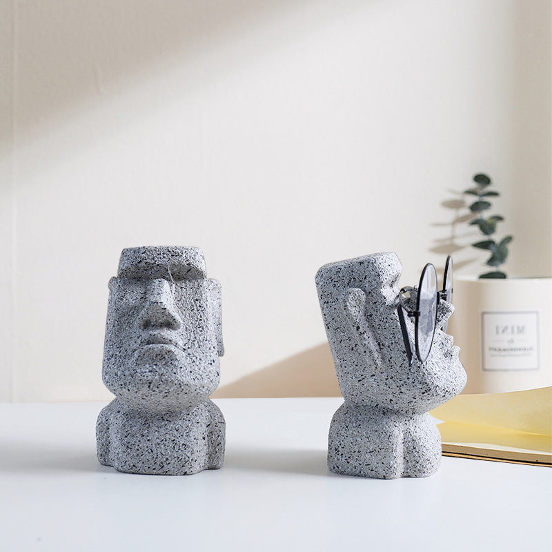 StoneFace™|ユニーク眼鏡スタンド モアイ風オブジェ