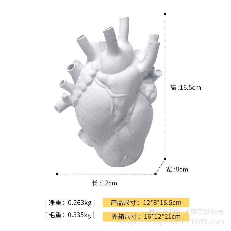 HeartVaseアート™|モダン心臓型レジン花瓶 オブジェ風アートベース