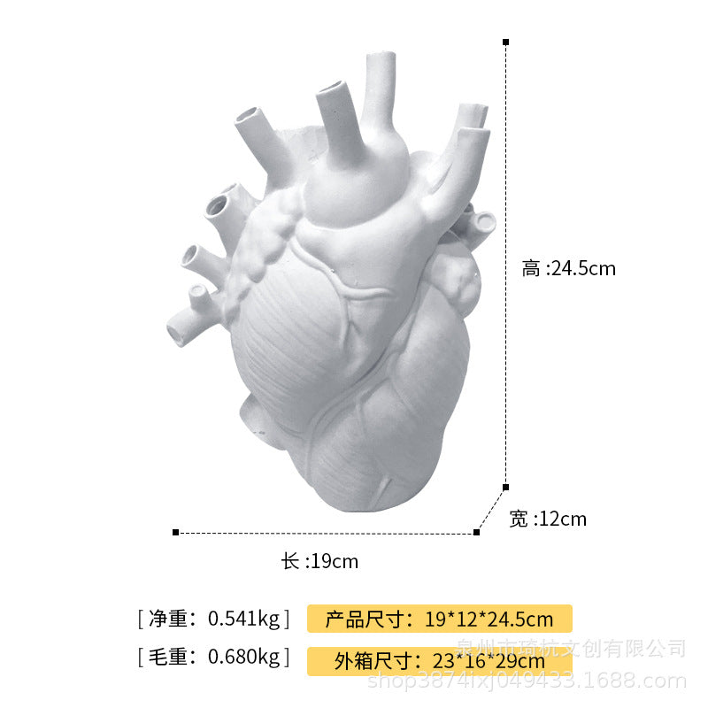 HeartVaseアート™|モダン心臓型レジン花瓶 オブジェ風アートベース