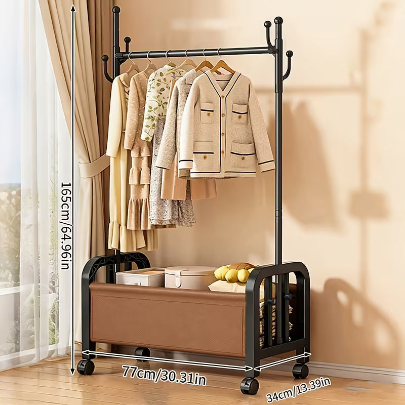CoatRack™｜スリム収納ハンガーラック（バスケット付き）
