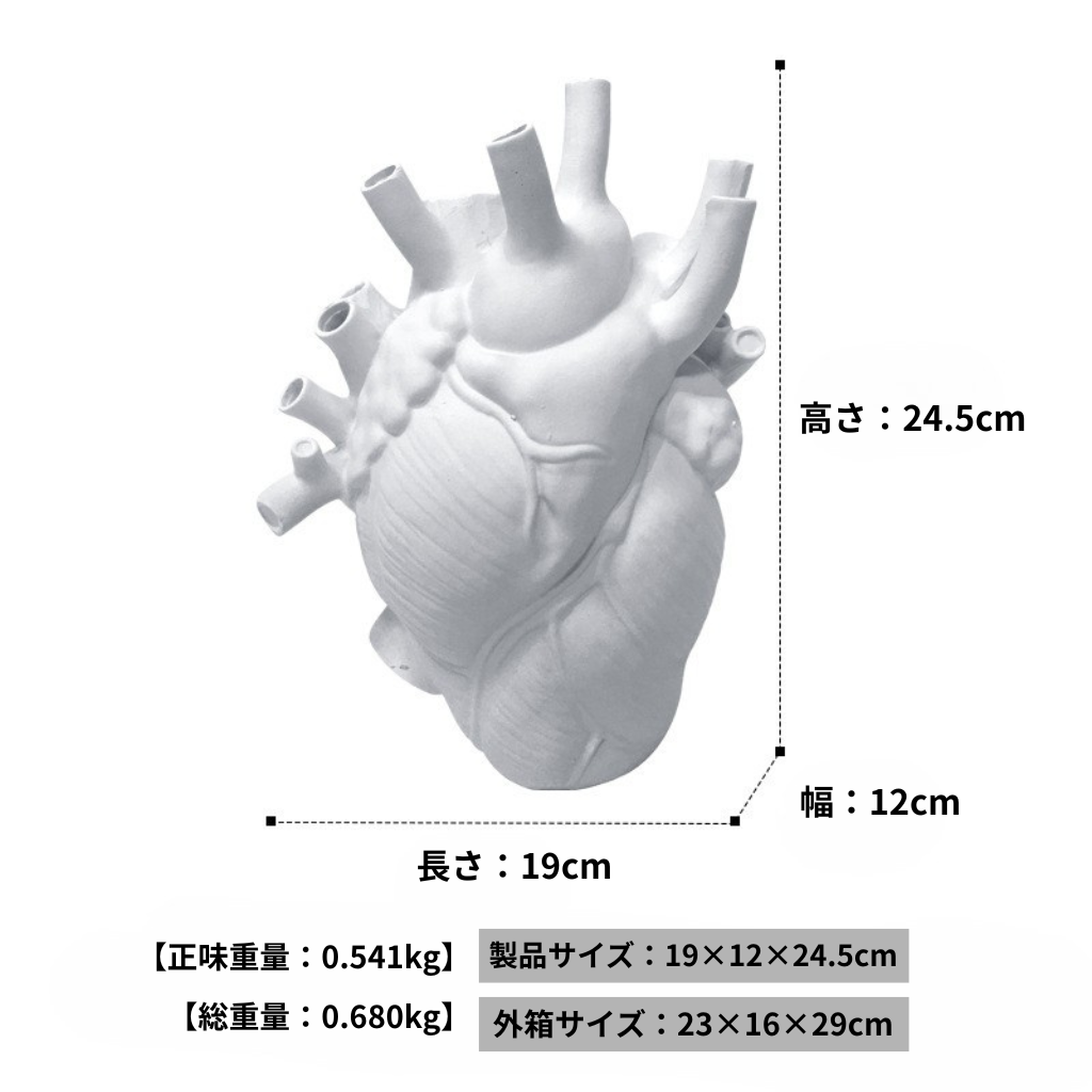 HeartVaseアート™｜モダン心臓型レジン花瓶 オブジェ風アートベース