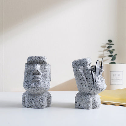 StoneFace™｜ユニーク眼鏡スタンド モアイ風オブジェ