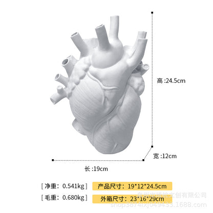 HeartVaseアート™｜モダン心臓型レジン花瓶 オブジェ風アートベース