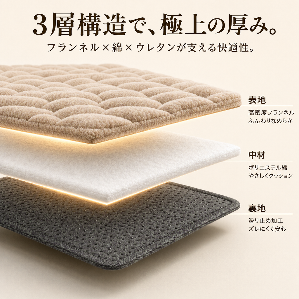 CloudWave™｜フランネル波型ラグマット —